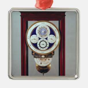 Klok met vier wijzerplaten en de tekens van de metalen ornament