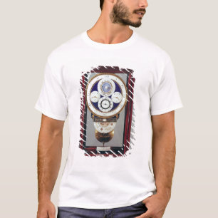 Klok met vier wijzerplaten en de tekens van de t-shirt