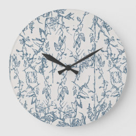 Klok met vintage blauwe bloemmotief