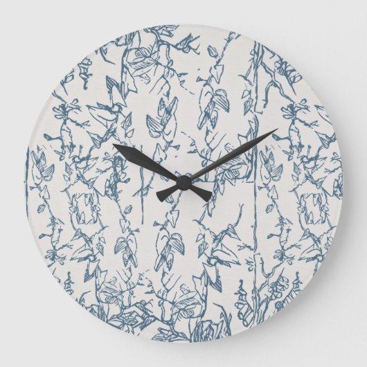 Klok met vintage blauwe bloemmotief (Voorkant)