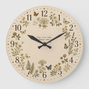 Klok met vintage botanische wilde bloemen