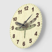 Klok met vintage geïnspireerde libelle kunst (Hoek)