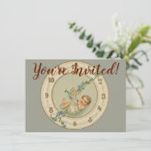 Klok met vintage nieuwjaarsbaby kaart (Staand voorkant)