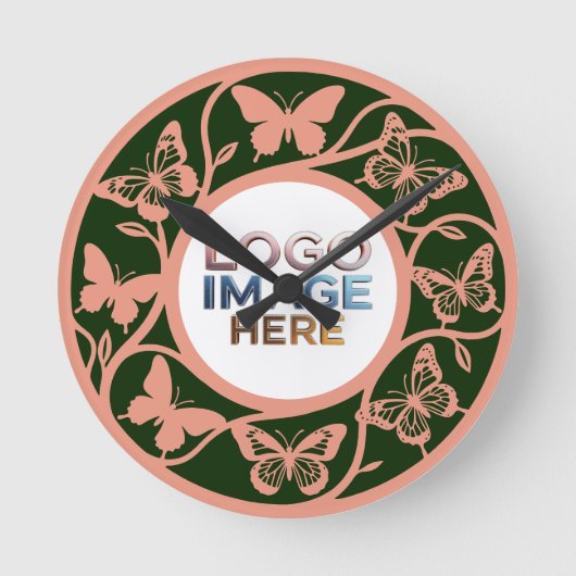 Klok met vlinders in bosgroene tint (Voorkant)