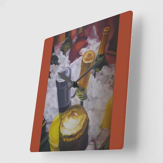 Klok met wijnflessen in een emmer (Hoek)