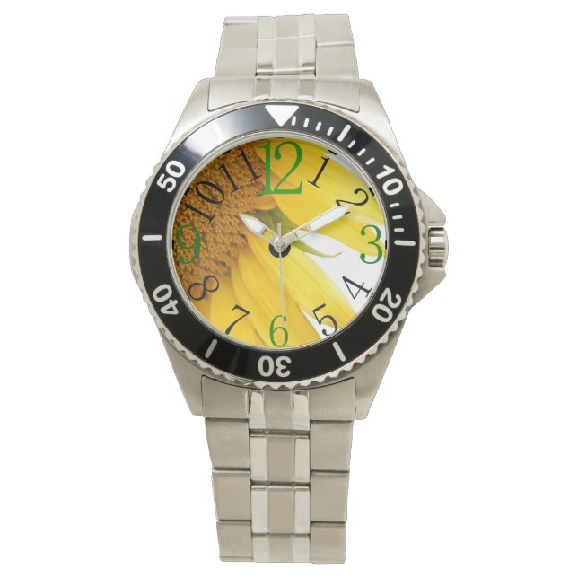 Klok met zonnebloem horloge (Voorkant)
