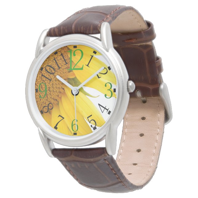 Klok met zonnebloem horloge (Gekanteld)