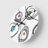 Klok moderne kunst witte cirkels wervelingen (Hoek)