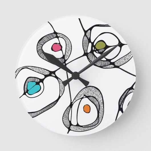 Klok moderne kunst witte cirkels wervelingen (Voorkant)