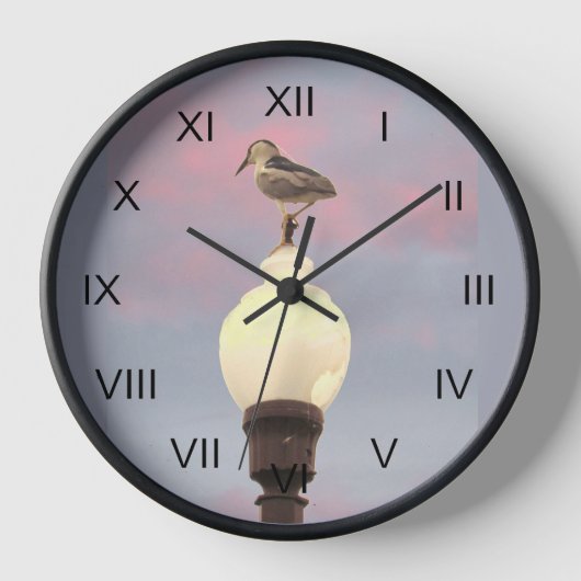 Klok - Nacht Heron op Straat Lamp (Voorkant)