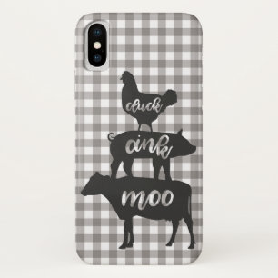 Klok Oink Moe Kip Koe Varken Boerderij Geruit Case-Mate iPhone Case