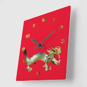 Klok - oosterse draak op rood (Hoek)