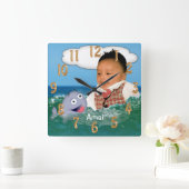 Klok op de walvis met uw afgesneden foto en naam (Huis)