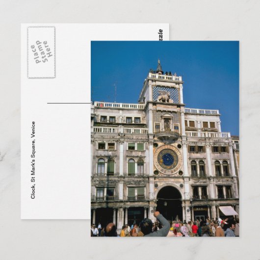 Klok op het plein van St. Mark, Venetië Briefkaart (Voorkant / Achterkant)