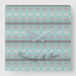 Klok op het vierkant met Blauwgroen en grijs