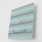 Klok op het vierkant met Blauwgroen en grijs (Hoek)