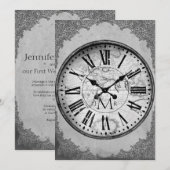 Klok op papier 1e huwelijksverjaardag kaart (Voorkant / Achterkant)