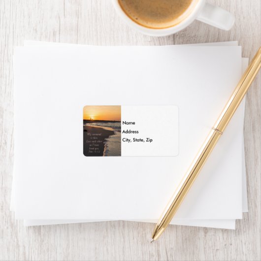 Klok op zonsopgang John 15:12 Etiket (Insitu)