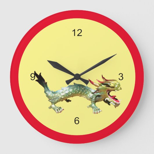 Klok - Oriental Dragon in rood Lijst (Voorkant)