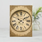  klok over papieren Jubileum voor eerste bruiloft Kaart (Staand voorkant)