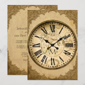  klok over papieren Jubileum voor eerste bruiloft Kaart (Voorkant / Achterkant)