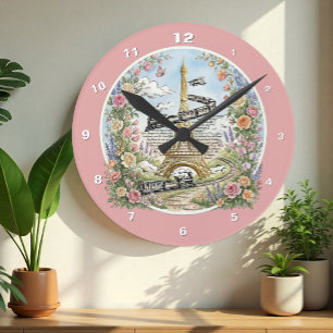 Klok Parijs, Eiffeltoren, Roze, Franse Kunst