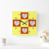 Klok - Patchwork (rood hart) (Huis)