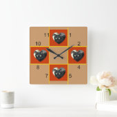 Klok - Pet patchwork (rood hart) (Huis)