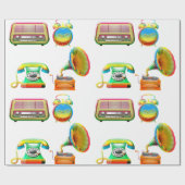 Klok radiotelefoon  oude school cadeaupapier (Vlak)