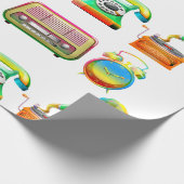 Klok radiotelefoon  oude school cadeaupapier (Hoek)