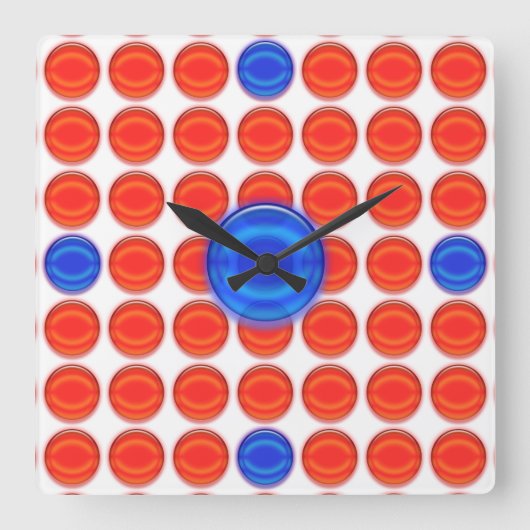 Klok - Rode en blauwe stippen (Voorkant)