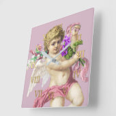  klok Romeinse cijfers Cherub roze (Hoek)