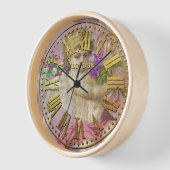 klok Romeinse cijfers Cherub roze (Hoek)