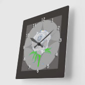 Klok - Roos en geometrische achtergrond in zwart (Hoek)