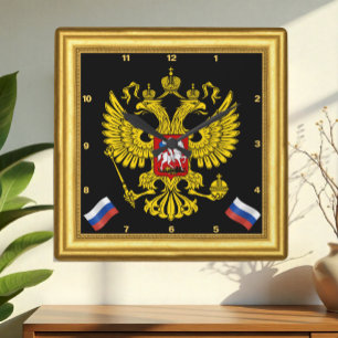 Klok Rusland, Gouden Frame, Embleem, Vintage