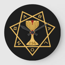 Klok, Star of Babalon Gold Logo, zwarte achtergron Grote Klok
