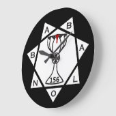 Klok, ster van Babalon Logo, zwarte achtergrond Grote Klok (Hoek)