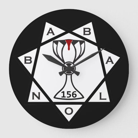 Klok, ster van Babalon Logo, zwarte achtergrond Grote Klok (Voorkant)