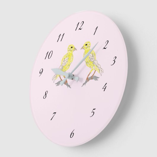 Klok van acryl wand: Gele kanaries (Hoek)