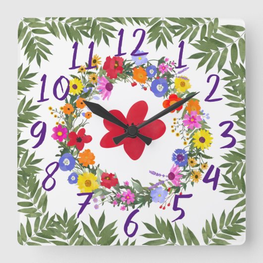 Klok van acryl Wild Flowers (Voorkant)