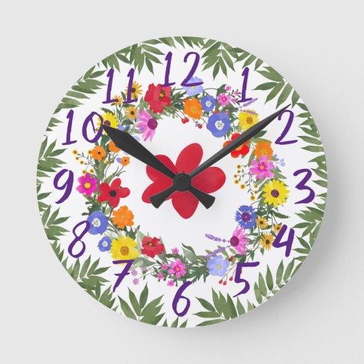 Klok van acryl Wild Flowers (Voorkant)