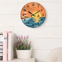 Klok van de muur van de vuurtoren van de achterzij