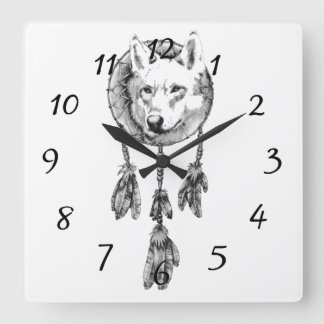 Klok van de Muur van Dreamcatcher van de wolf de