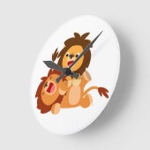 Klok van de Muur van twee de Leuke Speelse Leeuwen (Hoek)