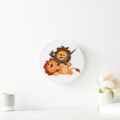 Klok van de Muur van twee de Leuke Speelse Leeuwen (Huis)