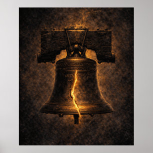 Klok van de Vrijheid gloeiende scheur Poster