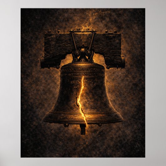 Klok van de Vrijheid gloeiende scheur Poster (Voorkant)