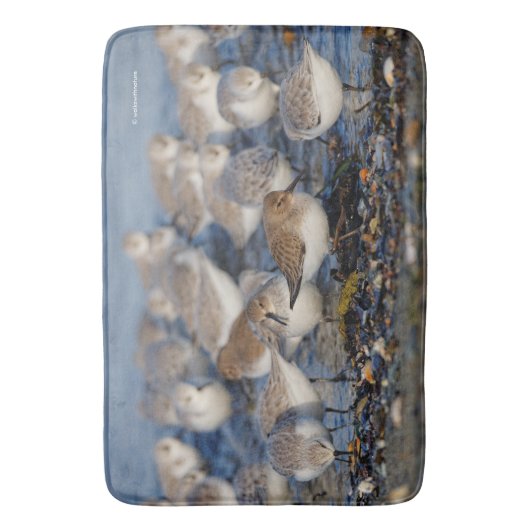 Klok van Dunlins en Sanderlings bij het strand Badmat (Voorkant Verticaal)