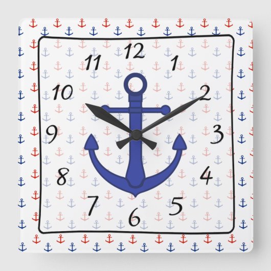 Klok van het blauwe bekken rode anker (Voorkant)