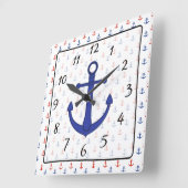 Klok van het blauwe bekken rode anker (Hoek)